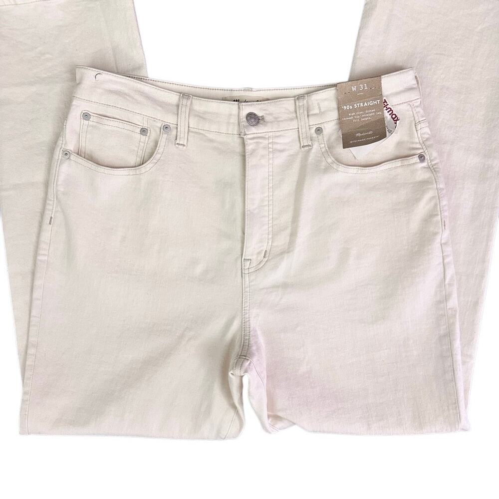 Madewell 90s Straight Jeans High Rise Size W31 White Cream‎ Fitted Through Hip